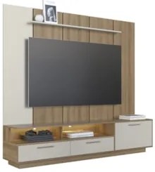 Estante Painel TV 75 Pol com LED 200cm Dolphin Mel/Arenas A05 - Mpozen