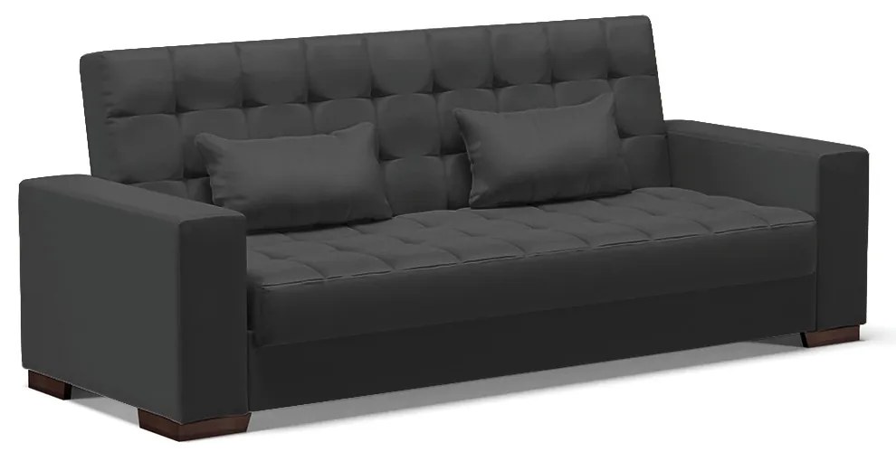 Sofá Cama Casal 3 Lugares 210cm Lisboa Corino Preto  D03 - D'Rossi