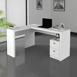 Mesa Para Escritório 2 Gavetas ME4129 Branco - Tecno Mobili