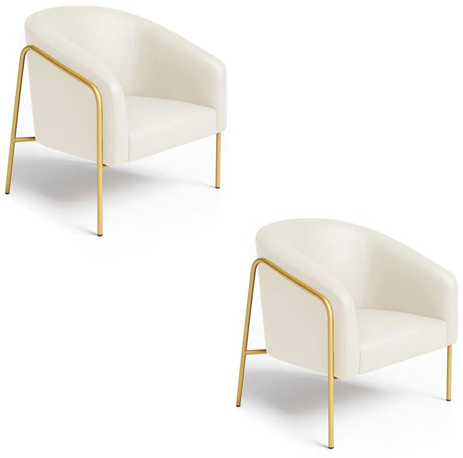 Poltrona Sala Industrial Alta Dourado Kit 2 Stella Sintético PU D03 - D'Rossi - Bege