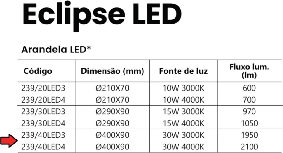 Arandela Eclipse Ø40X09Cm Led 30W - Usina 239/40 Led (DR-M - Dourado Metálico, 3000k)