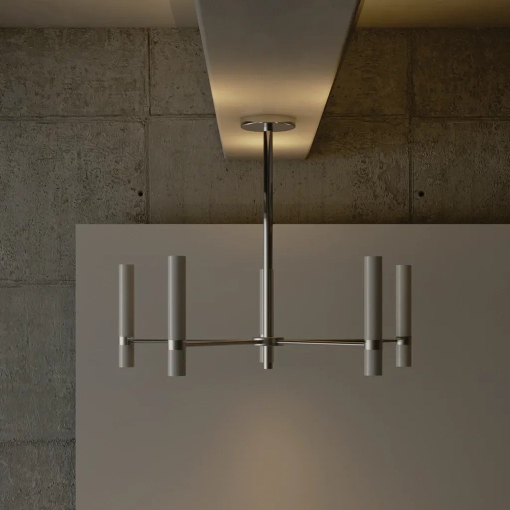 Pendente Século Ø75X60Cm 5Xmr11 Por Waldir Junior - Usina 51090/5 (BZ-M - Bronze Metálico)