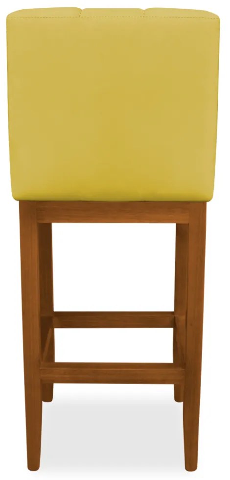 Banqueta Alta Sueli Base Madeira Maciça Estofada Suede Amarelo