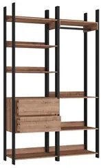 Closet 2 Gavetas 1 Cabideiro Estilo Industrial Chess F04 Preto/Solanum