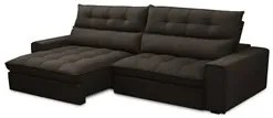 Sofá Retrátil Reclinável 3 Lugares 250cm Damy F05 Veludo Marrom Escuro