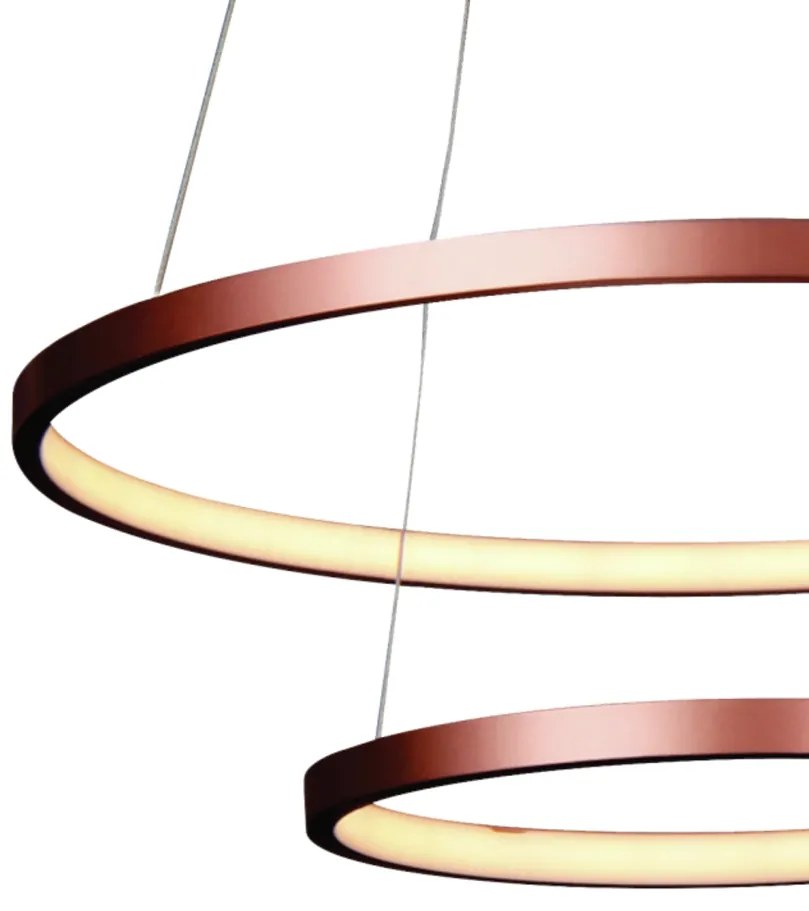Pendente Montreal Aro Ø50X2Cm / Ø30X2Cm Led 40W 3000K Bivolt / 02 Anel... (Cobre)