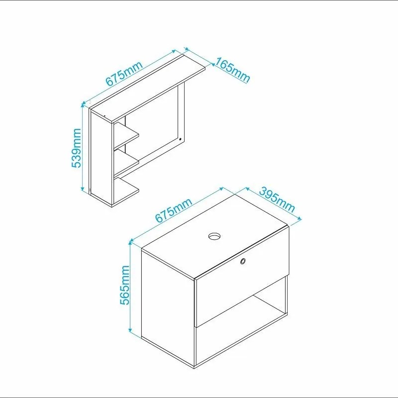 Gabinete Conjunto de Banheiro 1 Gaveta Espelheira Branco