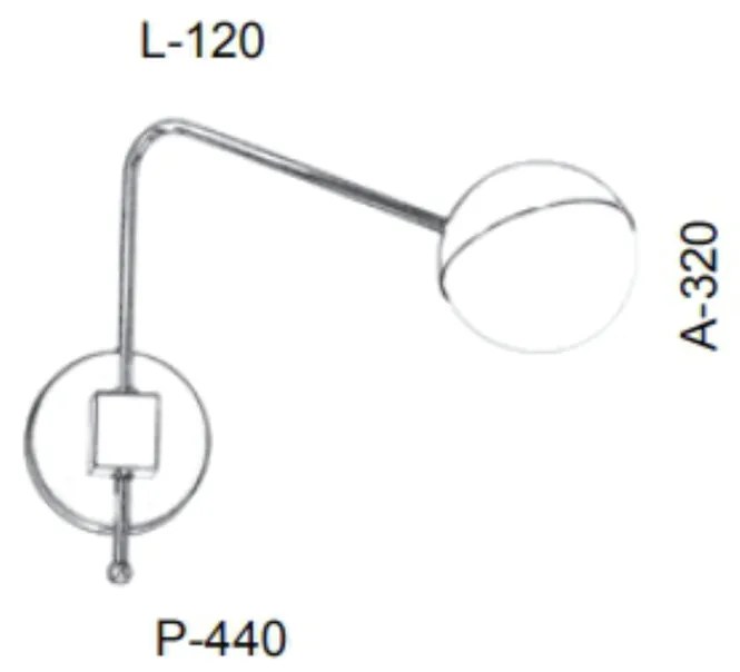 Arandela Haste Articulada Globo 12X44X32Cm Metal E Globo Ø12Cm 01Xg9 |... (LUNA, AMBAR)