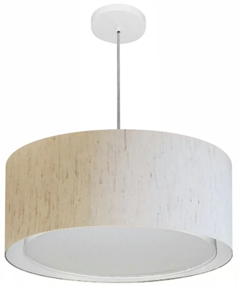 Lustre Pendente Cilíndrico Duplo Vivare Md-4294 Cúpula em Tecido 50x25cm - Bivolt
