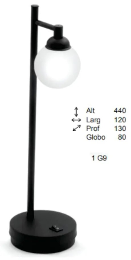 Abajur Globinho Esfera Mini 13X12X44Cm Globo Ø8Cm 1Xg9 - Old Artisan A... (CROMADO, FOSCO (Branco))