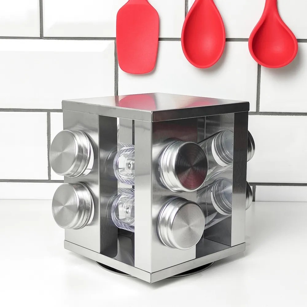 Porta Condimentos Giratório Inox 8 Peças