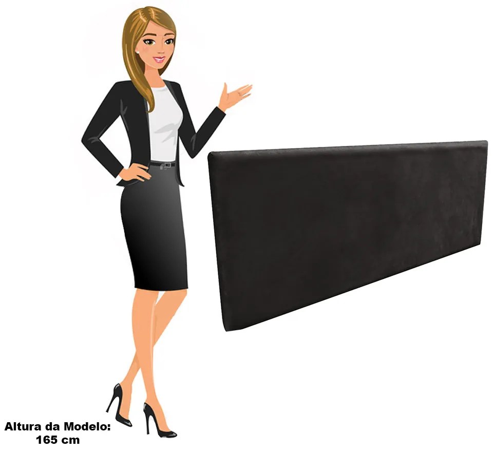 Cabeceira Solteiro Cama Box 90cm Painel Clean Suede M11 - D'Rossi - Preto
