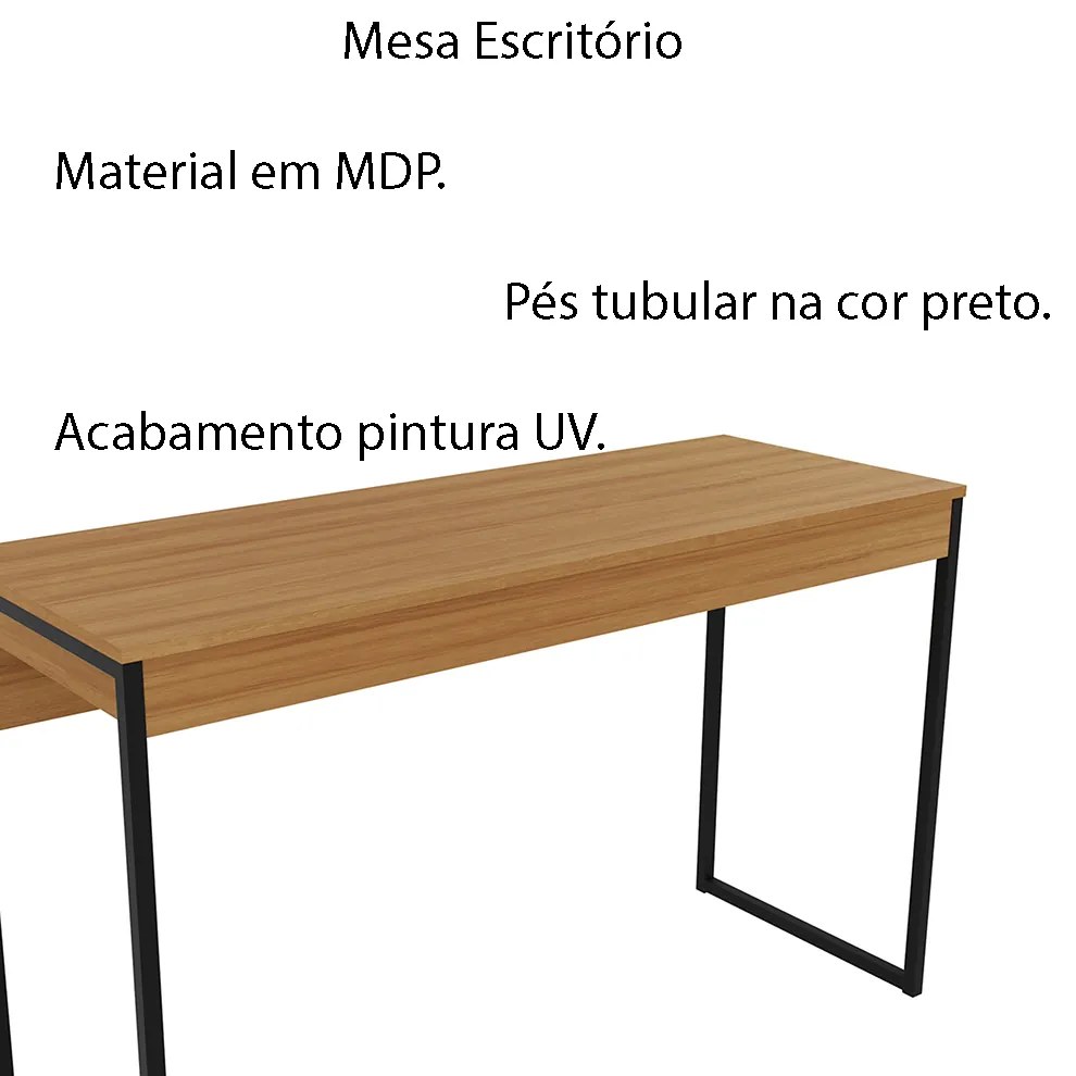 Mesa para Escritório Home Office ME4160 MDP Amendoa/Preto G69 - Gran Belo