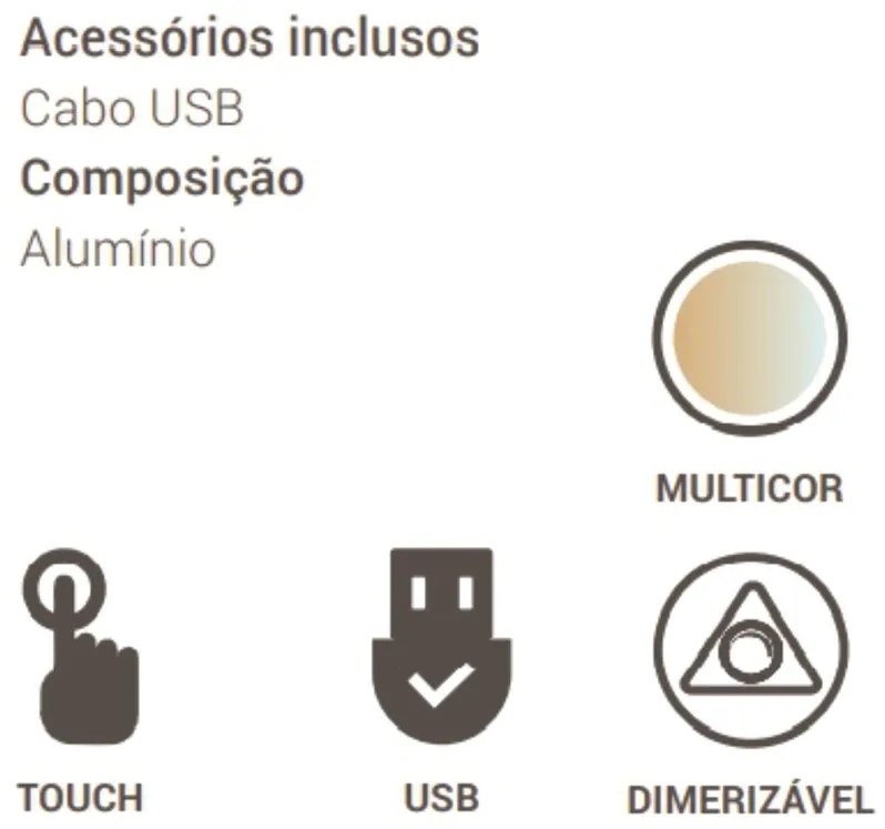 Luminaria Desklight Ø16X45,5X23,5Cm Led 8W 2800K-6500K - Usb - Alumini... (Cinza)