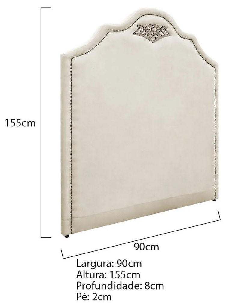 Kit Cabeceira e Calçadeira Solteiro Orlando P02 90 cm para cama Box Corano - ADJ Decor