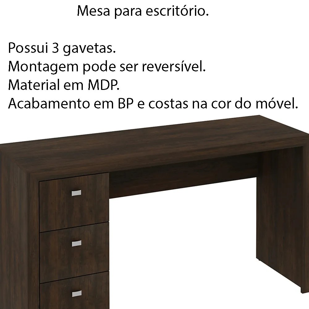 Mesa para Escritório Home Office ME4102 MDP Rústico G69 - Gran Belo