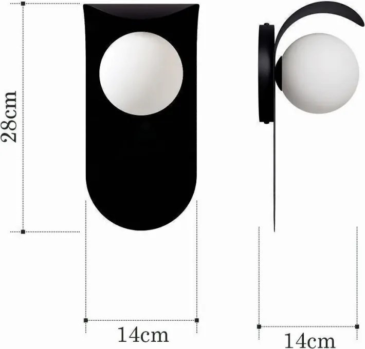 Arandela Wave 14X14X28Cm Aluminio E Globo Ø10Cm Rosca 01Xg9 - Qimporta... (BRANCO)