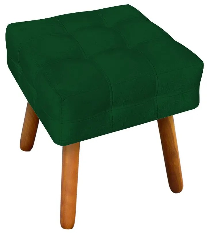 Puff Banqueta Decorativo Pé Palito de Madeira Kit 2 Elisa Suede Verde D03 - D'Rossi