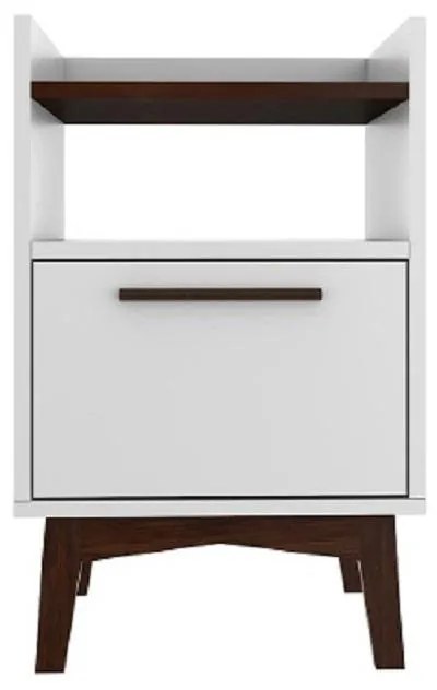 Criado Mudo Mesa de Apoio 1 Gaveta Branco Castanho