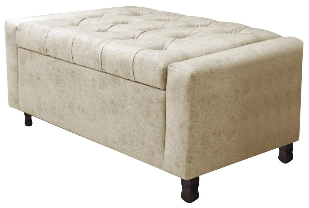 Kit Cabeceira e Calçadeira Baú Solteiro Everest P02 90 cm para cama Box Linho - ADJ Decor