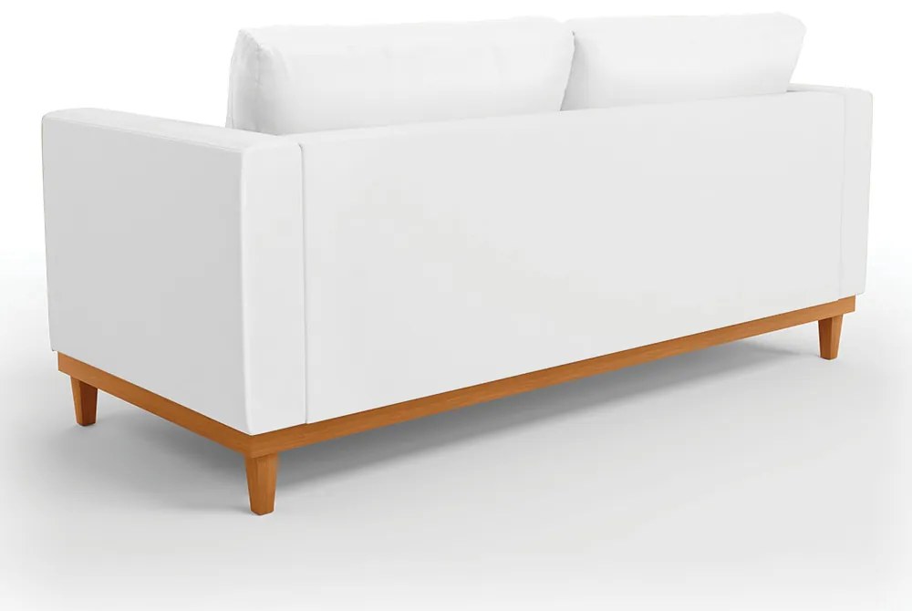 Sofá 03 Lugares Juliette Corino Branco Base Madeira Castanho