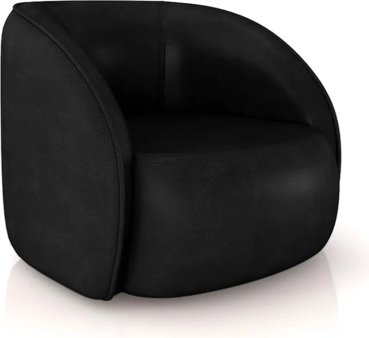 Poltrona Decorativa Sala de Estar Clarke PU Preto Manchado G45 - Gran Belo