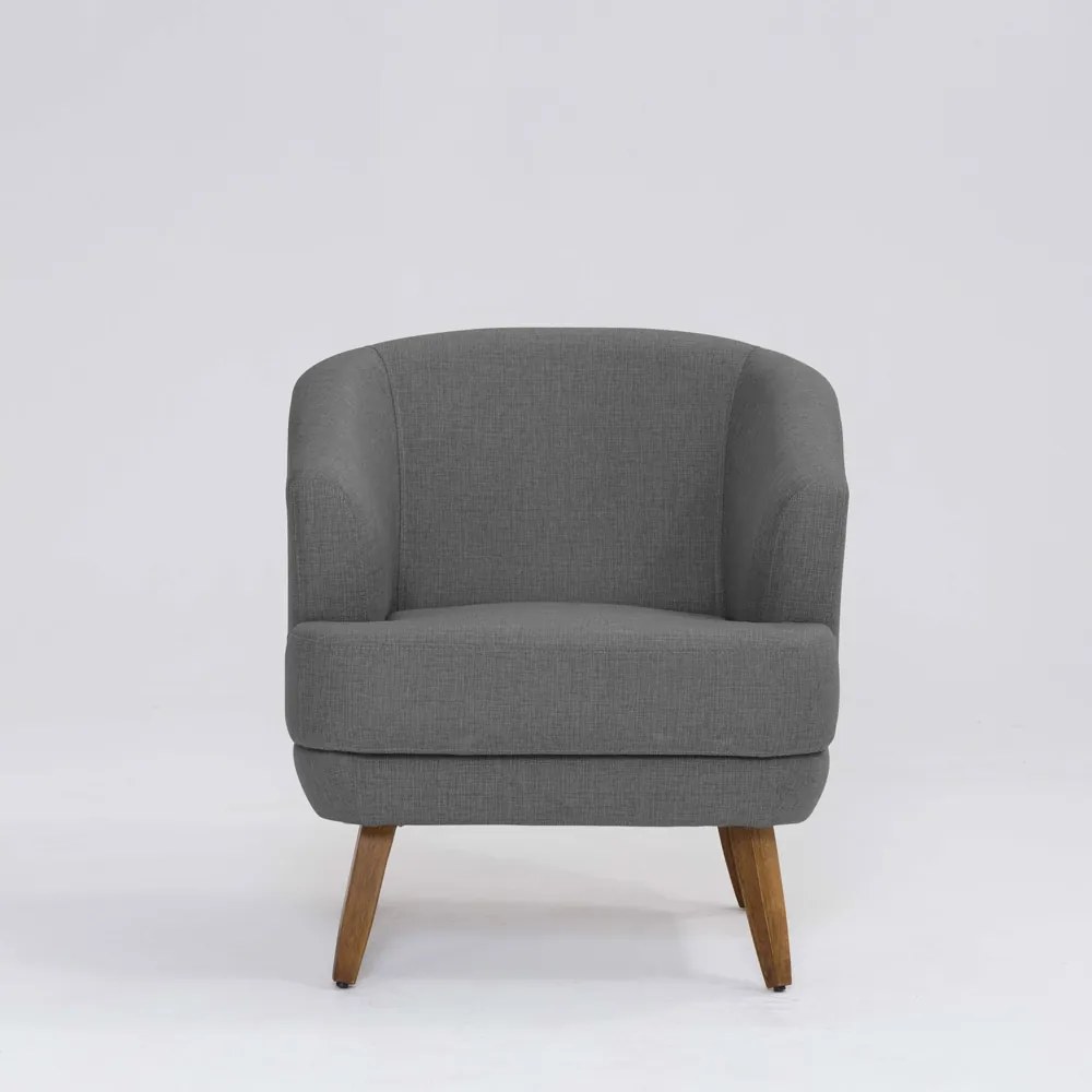 Poltrona Decorativa Milão D07 Pés Madeira Linho Mescla Cinza - D'Rossi