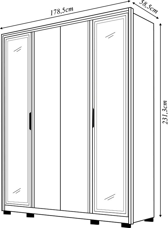 Guarda Roupa Solteiro Lume com 4 Portas e 3 Gavetas MDF Freijo/OffWhite G11  Gran Belo