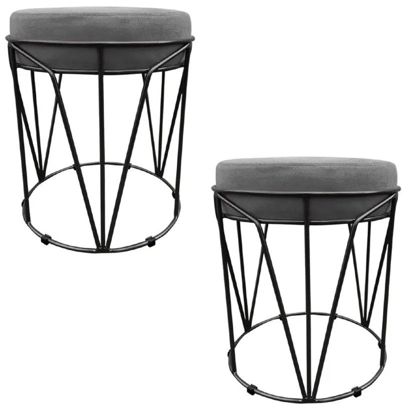 KIT 02 PUFF BABU SUEDE BASE PRETO DROSSI - Grafite