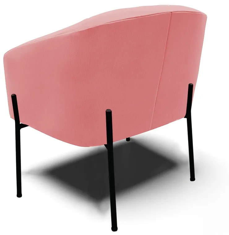 Poltrona Sala Decorativa Pé de Ferro Preto Kit 2 Stella Suede D03 - D'Rossi - Rose