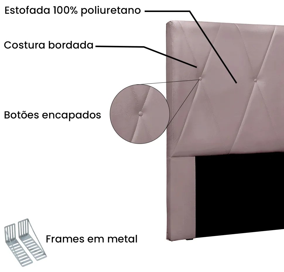 Cabeceira Cama Box Casal 140 cm Aquilla Veludo S04 - D'Rossi - Lilás