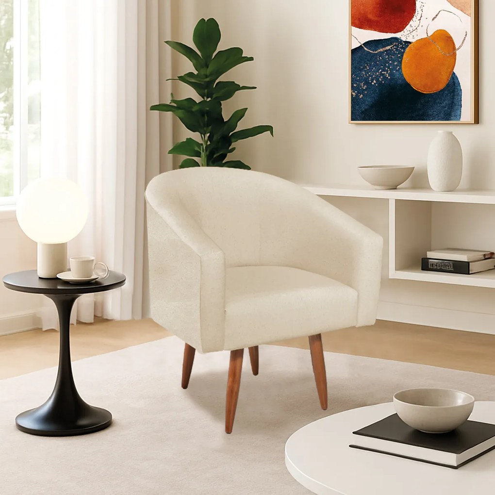 Poltrona Decorativa Jade Design Moderno Sala de Estar Quarto Escritório Confortável Luxo Pés Palito Bouclé