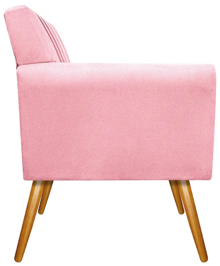 kit 02 Poltronas Laura Palito Mel Suede Rosa Bebê - ADJ Decor