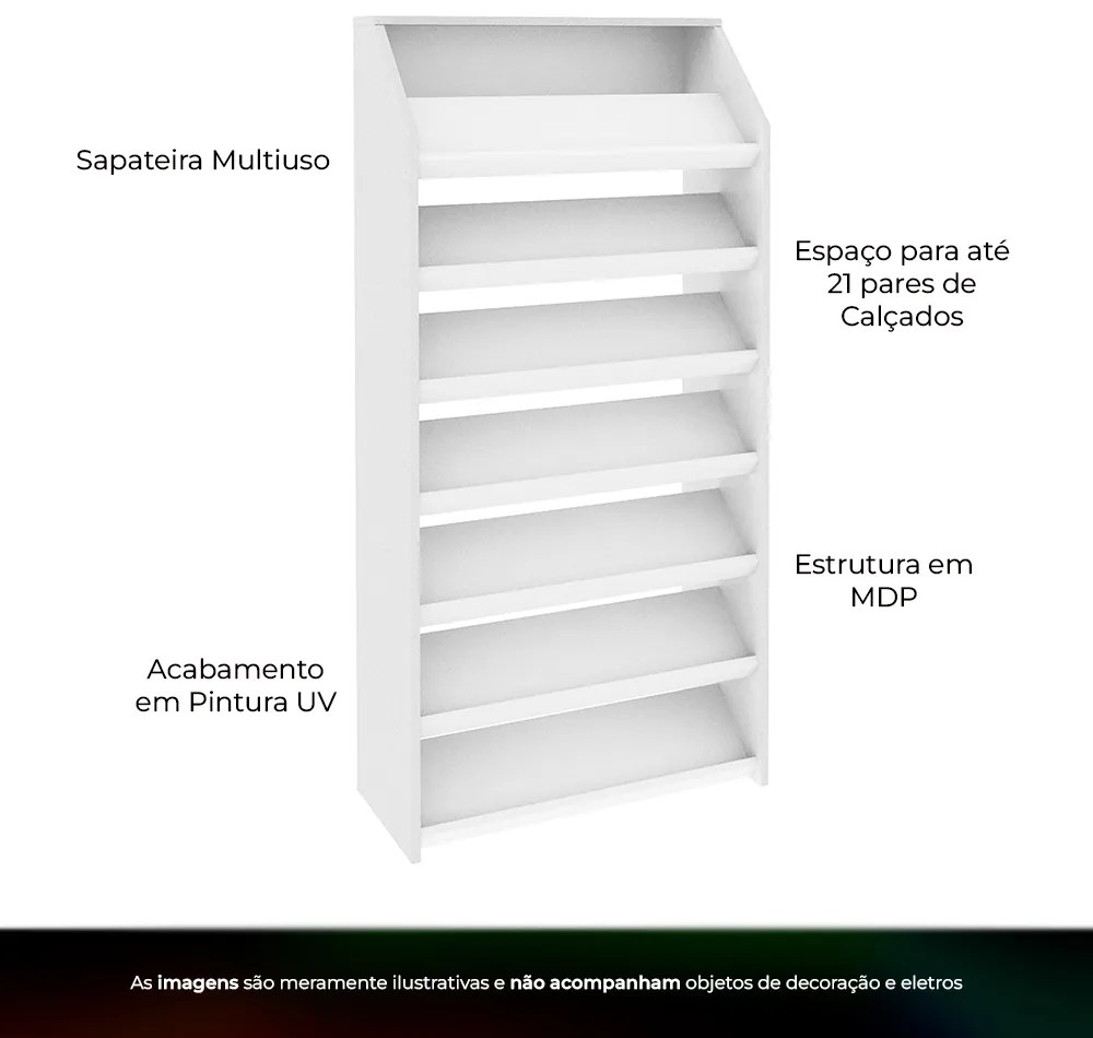 Sapateira Decorativa para Quarto SA3403 MDP Branco G69 - Gran Belo