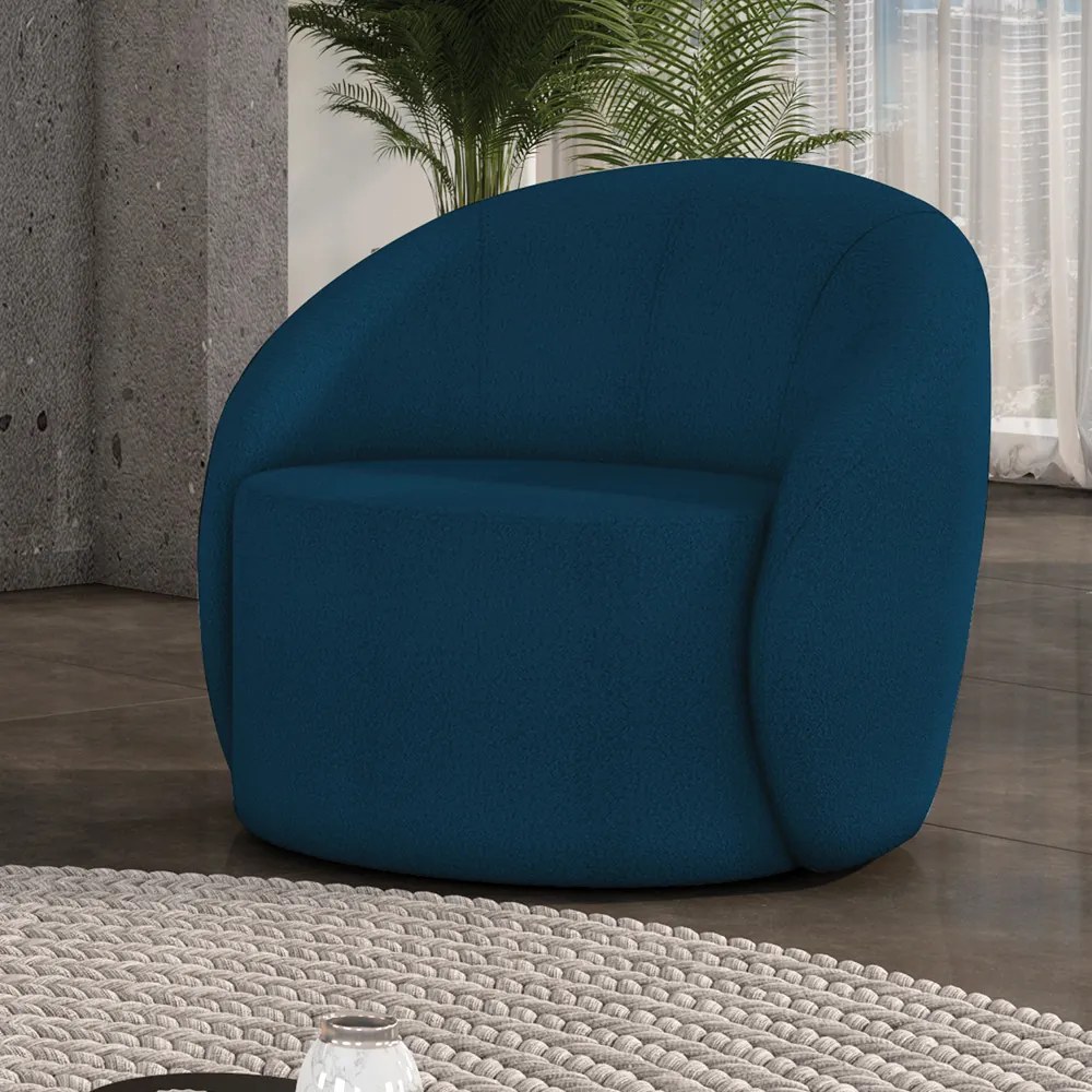 Poltrona Decorativa Orgânica Lua Bouclê D03 - D'Rossi - Azul