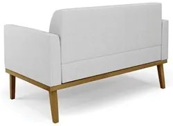 Sofá Namoradeira e 2 Poltronas Base Madeira Castanho Maressa Linho Cin