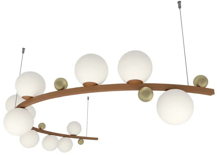 Pendente Aliança Metá 24X130X65Cm Globo 10Cm 11Xg9 - Usina 90000/11 (BT - Branco Texturizado, Cristal (Transparente))