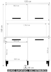 Armário de Cozinha Compacta 120cm Lyan Atacama/Grafite A15 - Mpozenato