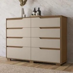 Cômoda Para Quarto 147cm Com 8 Gavetas Parma Carvalho/Fendi Z17 - Mpoz
