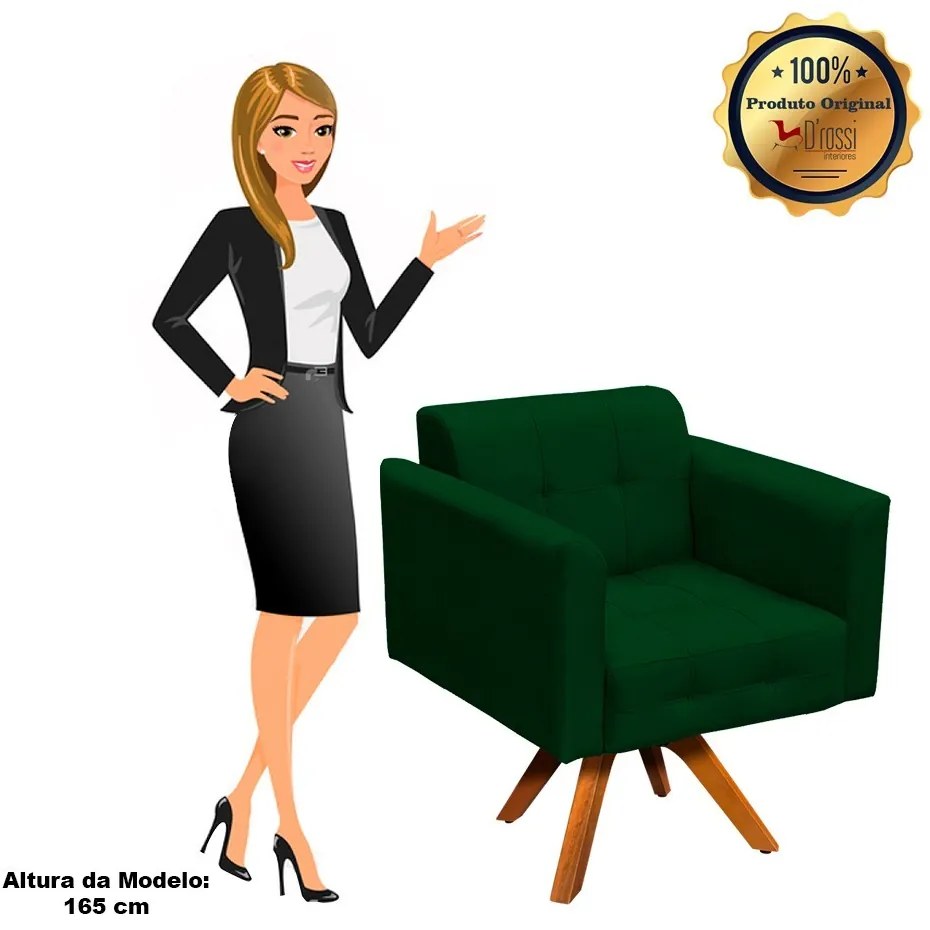 Poltrona Decorativa Giratória MM30 Elisa Suede Verde D03 - D'Rossi