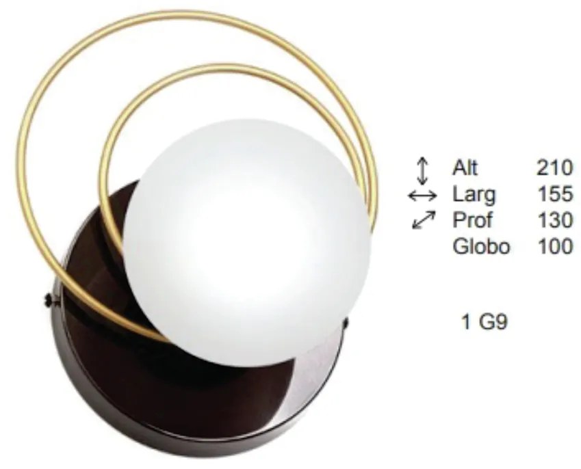 Arandela Ring Circulos 13X15,5X21Cm Globo Ø12Cm 1Xg9 - Old Artisan Ar-... (COBRE FOSCO, FOSCO (Branco))