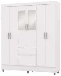 Guarda Roupa Solteiro 154cm Com Espelho Mayra Branco Flex V02 - Mpozen