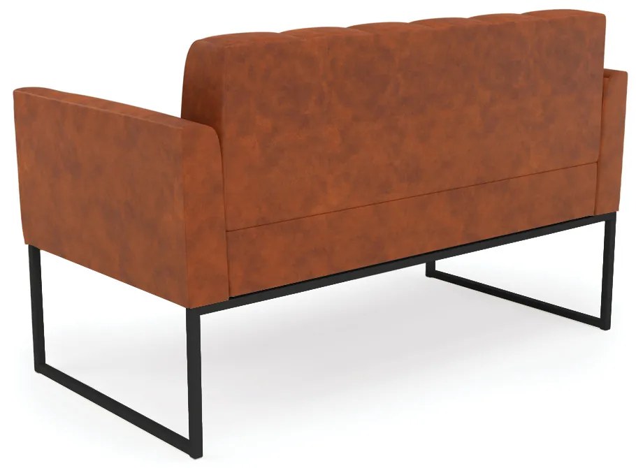 Namoradeira e 2 Poltronas Elisa Industrial Preto Sintético Pu Nozes D03 - D'Rossi