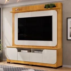 Estante Painel Para TV 65 Pol 182cm Ripado Vanie D04 Bali/Cedro - Mpoz