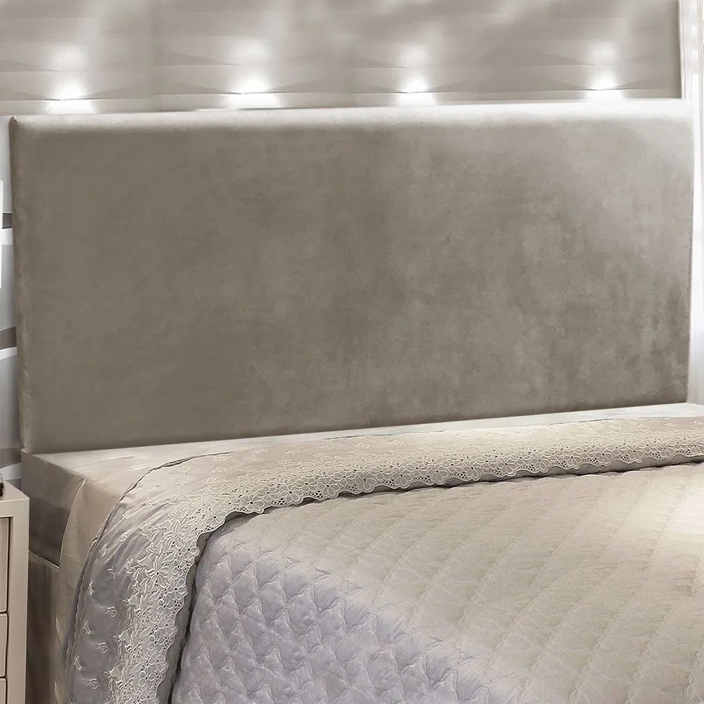 Cabeceira Painel Clean para Cama Box Casal 140 cm Suede M11- D'Rossi - Marrom Rato