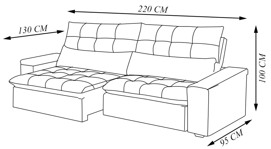 Sofá Retrátil e Reclinável 3 Lugares 220cm Welton Veludo Marrom G22 - Gran Belo