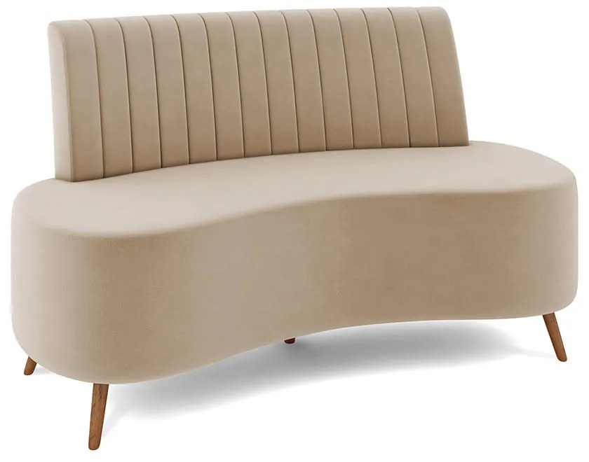 Sofá 2 Lugares Living 160cm Pé Palito Maraú Veludo K01 - D'Rossi - Bege