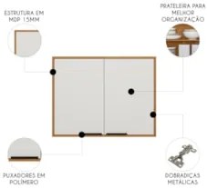 Armário de Cozinha Aéreo 80cm Nala Freijó UV/Off Acetinado Z44 - Mpoze