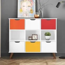 Nicho Organizador Multifuncional 3 Nichos 6 Gavetas Pés Retrô Cube Q01