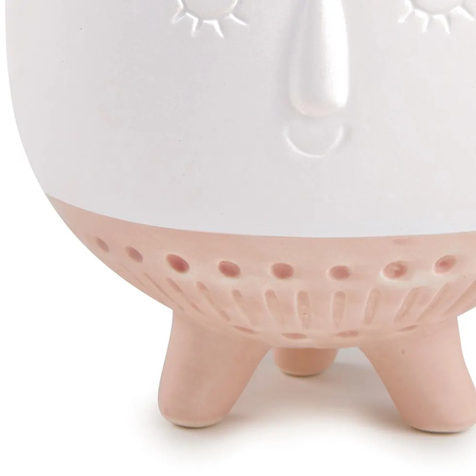 Cachepot em Cerâmica Branco e Rosê 12,5x16,5 cm - D'Rossi